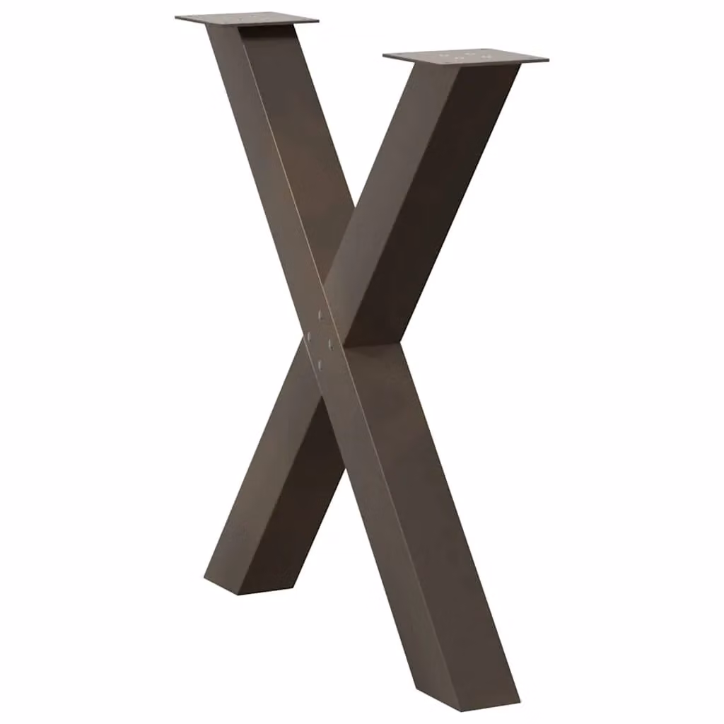Berkfield Home X-Shaped Dining Table Legs, 2 Pieces, Brown Steel, H: 70-73 cm – 3
