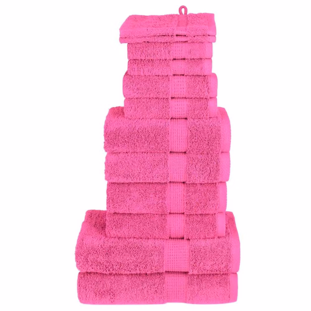 Berkfield Home Soft SOLUND 12 Piece Premium Pink Cotton Terry Towel Set, 600 gsm – 2