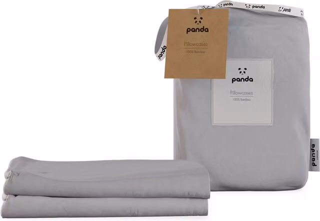 Panda London Breathable and Antibacterial 100% Bamboo Pillowcases in Grey