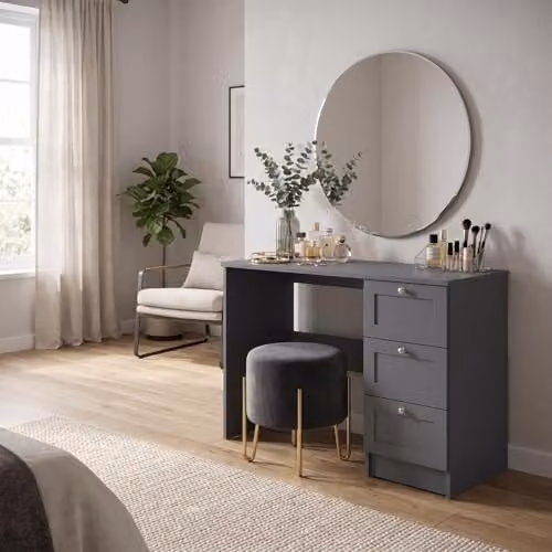 FWStyle Artus Matt Grey 3 Drawer Dressing Table, W: 99 cm, D: 40 cm, H: 72 cm – 2