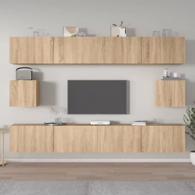 Berkfield Home 6 Piece Classic TV Cabinet Set in Sonoma Oak Brown Engineered Wood