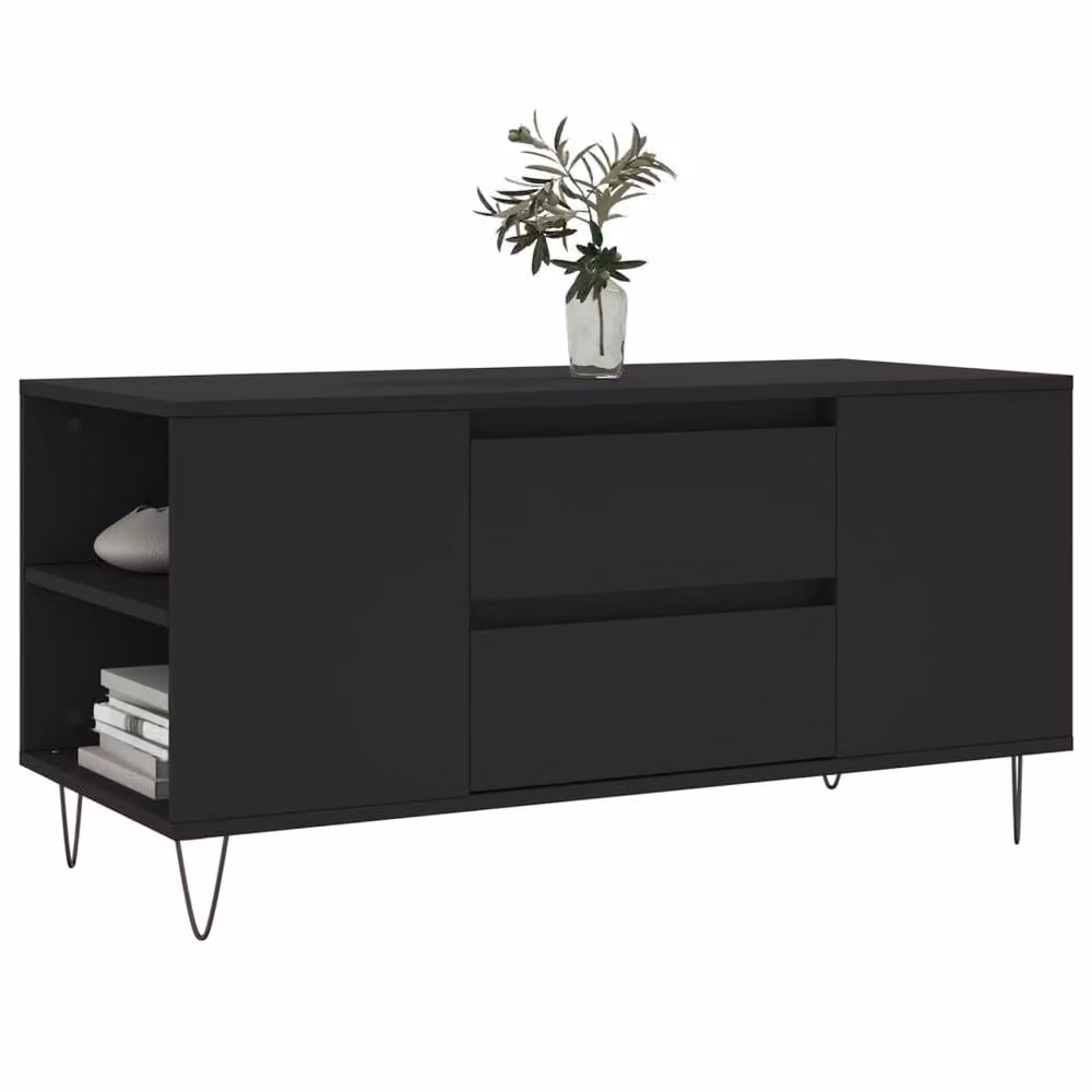 Berkfield Home Modern Rectangular Coffee Table in Black, W: 102 cm, D: 44.5 cm, H: 50 cm – 3