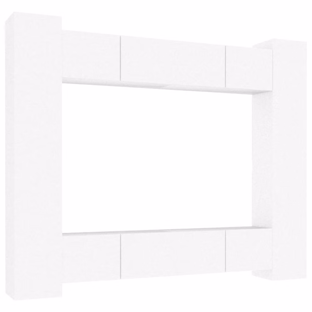 Berkfield Home 8 Piece White Engineered Wood Wall Mounted TV Cabinet Set – 2