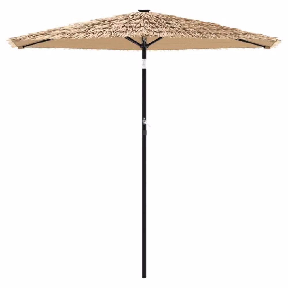 Berkfield Home Garden Parasol with Steel Pole in Brown and Beige, W/D/H: 223 x 223 x 213 cm – 2