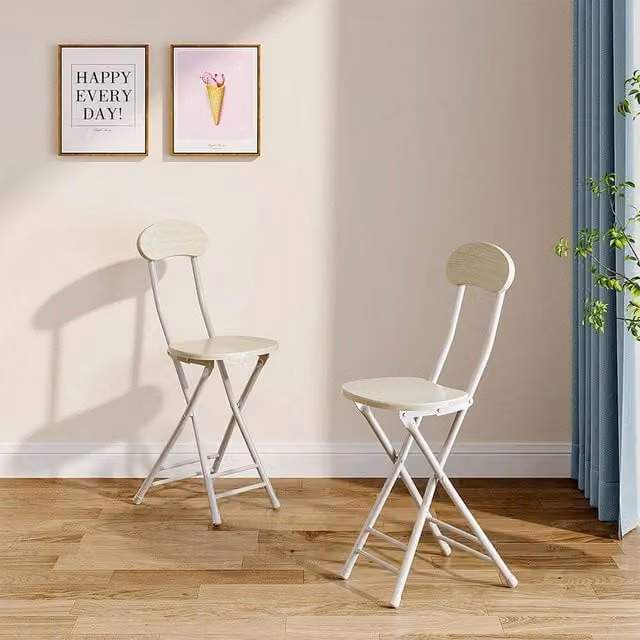 EONLION 2-Pack White Folding Dining Chairs with Metal and MDF Construction – 1