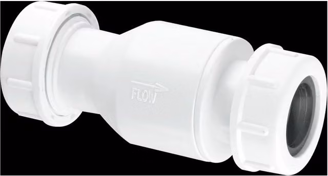 McAlpine R28-NRV Straight Non-Return Check Valve with 19/23mm Universal Connections in White Matt