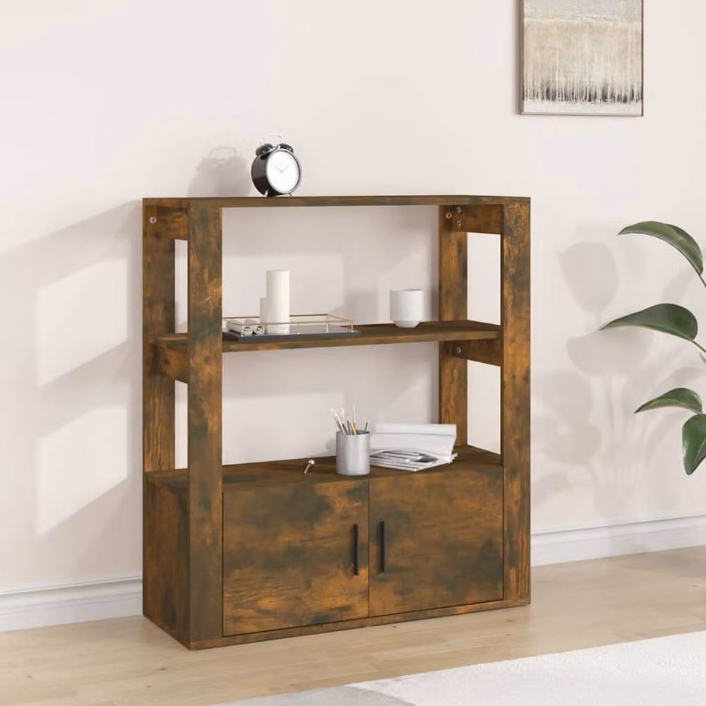 Berkfield Home Smoked Oak Sideboard in Brown, W/D/H: 80 x 30 x 90 cm – 2