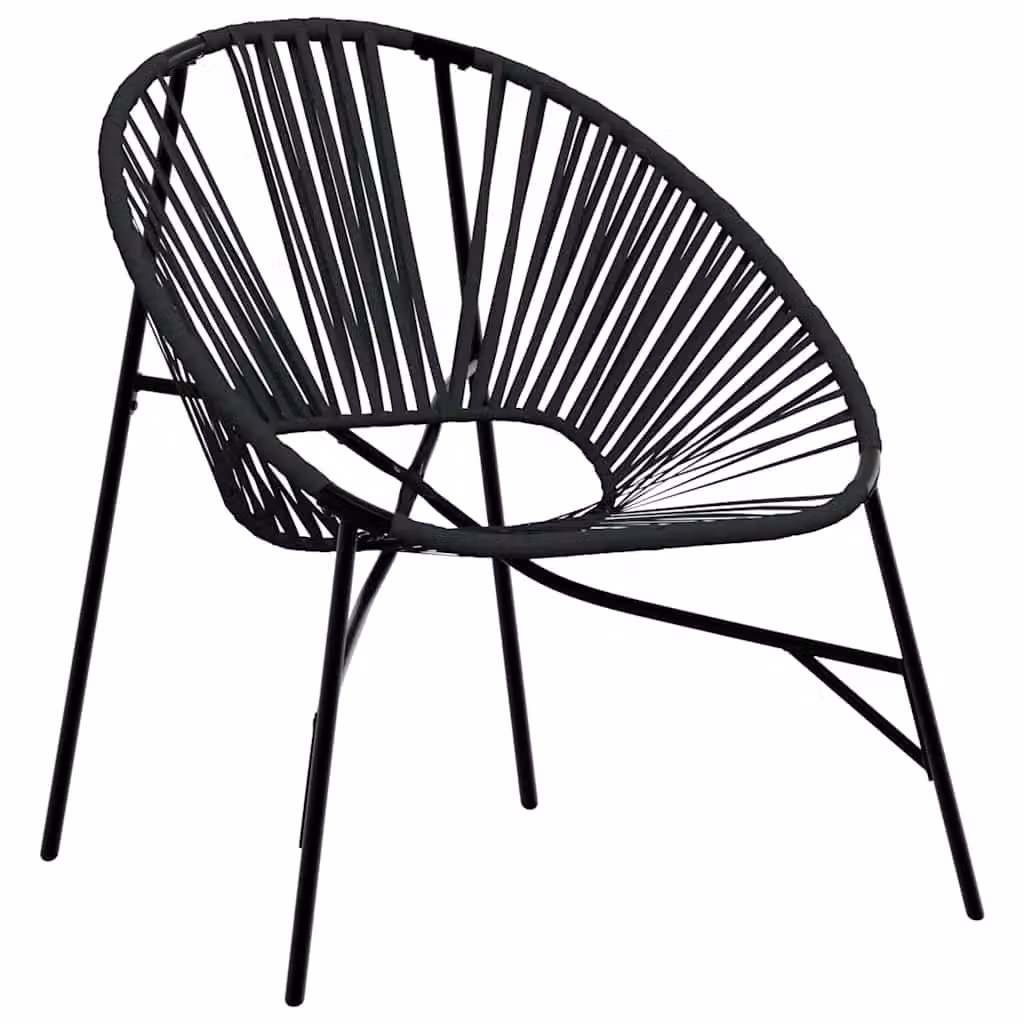 Berkfield Home Modern Black Poly Rattan Garden Egg Chair with Metal Frame – 1