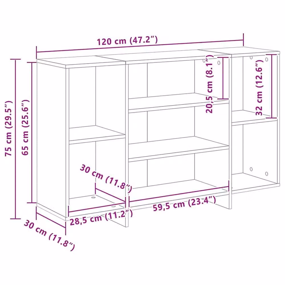 Berkfield Home Modern Sideboard with Shelf in Black Oak, W/D/H: 120 x 30 x 75 cm – 7