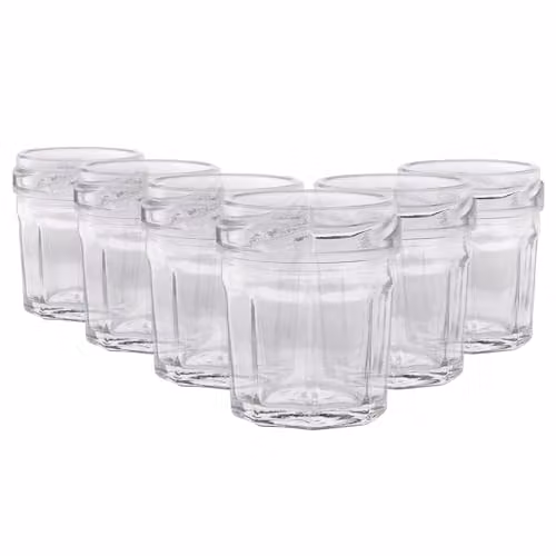 Argon Tableware Set of 6 Glass Screw Top Jars in Transparent and Red, 30ml