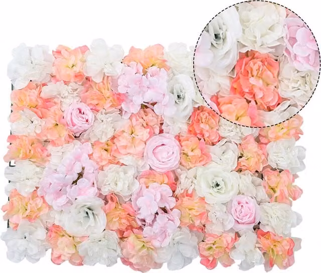 THE HOT SALE Pink and Multicolour Artificial Rose Floral Wall Panel Backdrop Decor