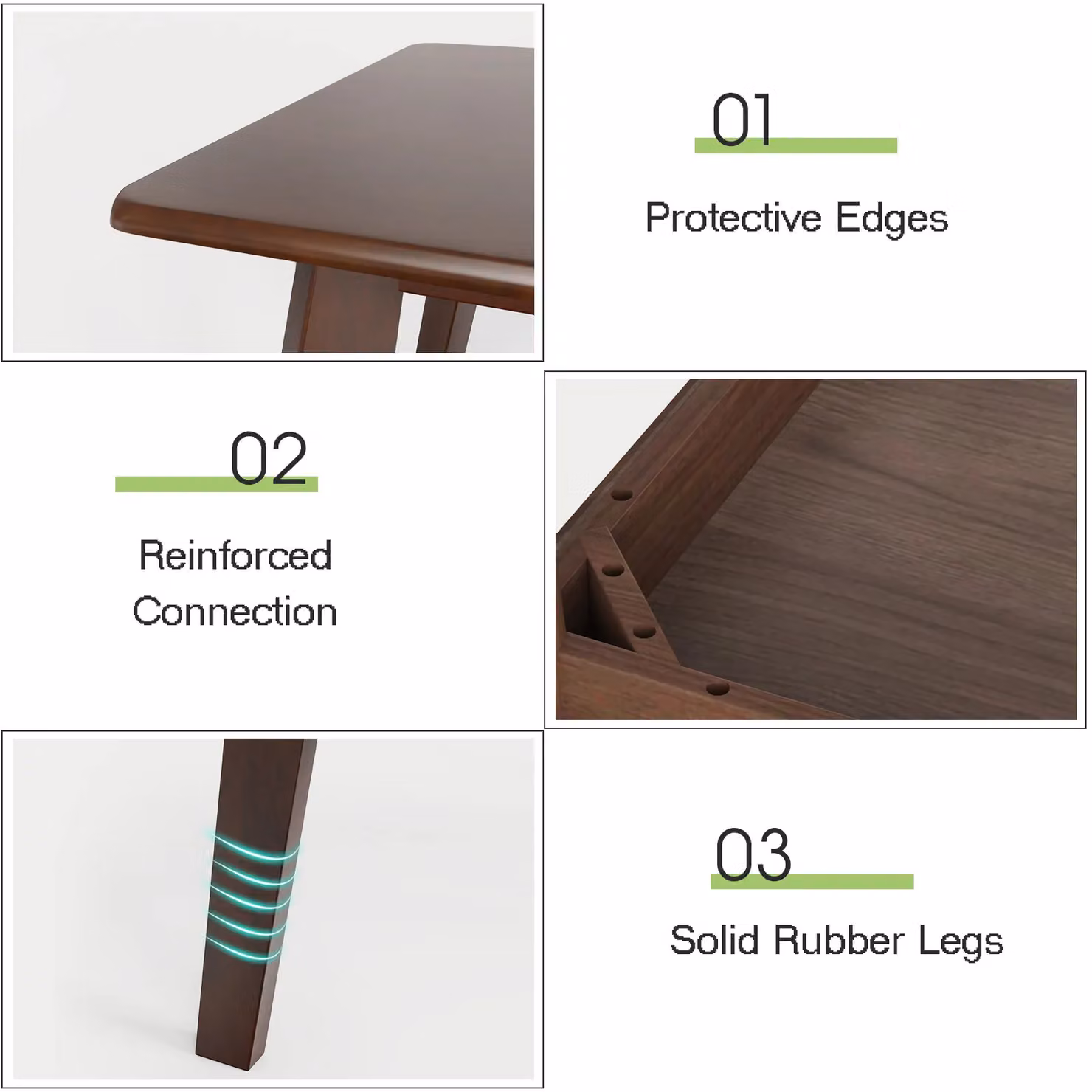 Costway Modern Rectangular Coffee Table in Brown Rubberwood – 5
