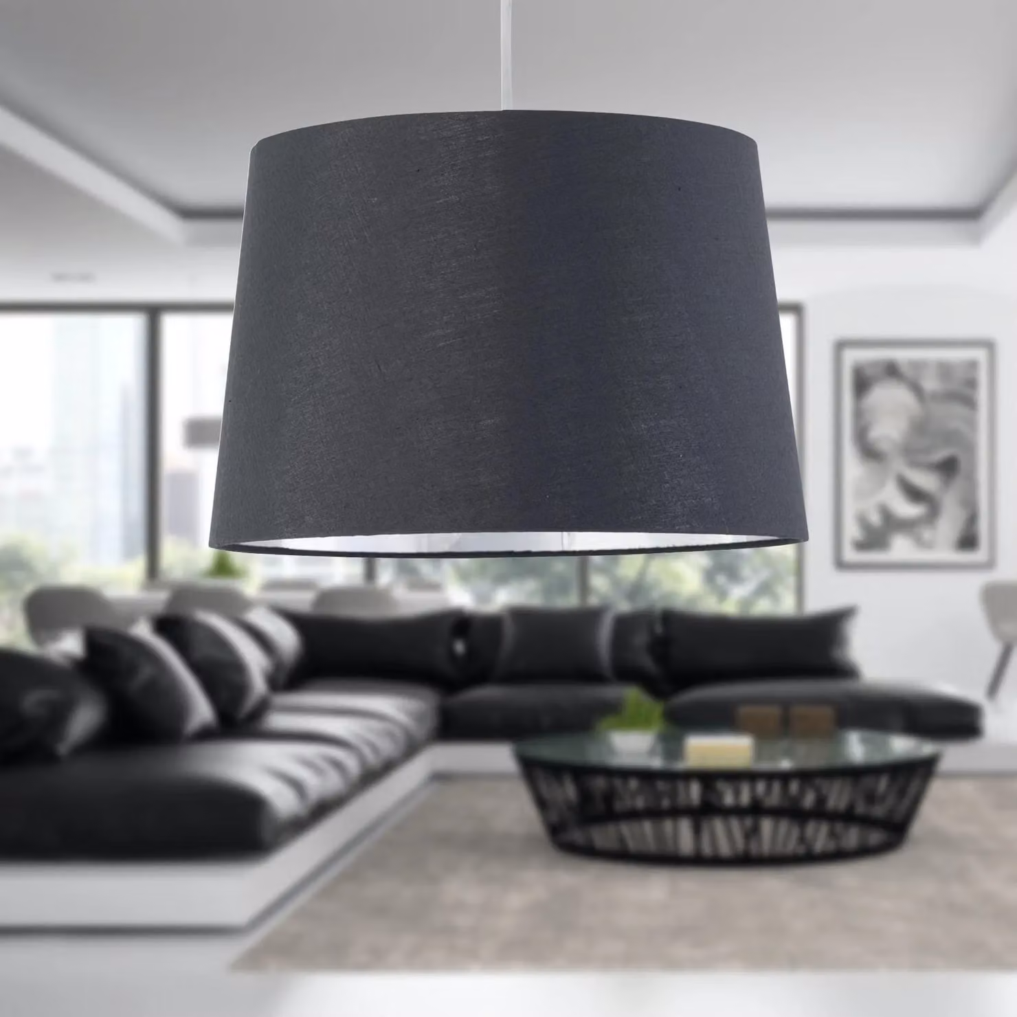 First Choice Lighting Zoey Set of 2 Grey and Silver Fabric Cylinder Easy Fit Pendant Lamp Shades – 4
