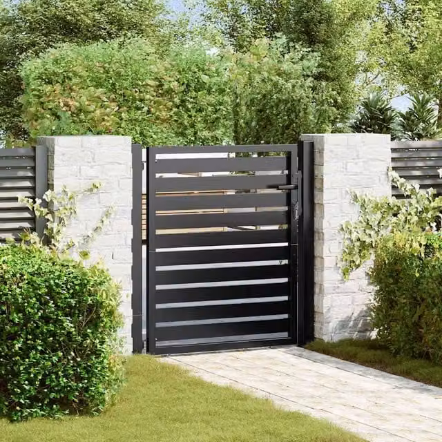 Berkfield Home Lockable Black Aluminium Garden Gate, W/H: 100 x 100 cm – 1