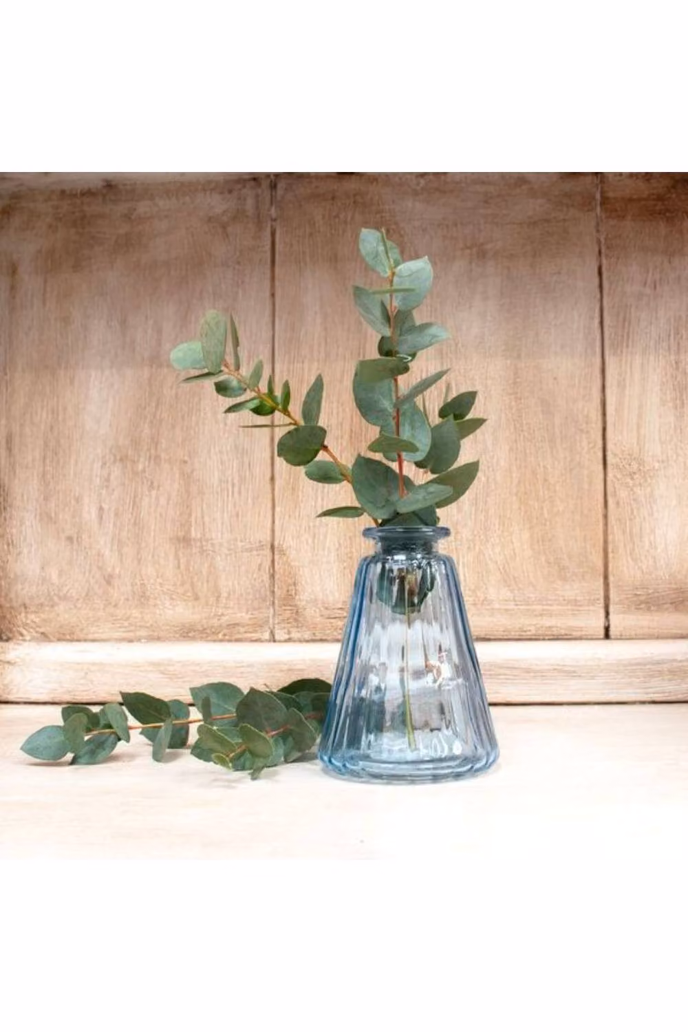 KDMD Blue Striped Pyramid Glass Bottle Vase Set of 10, H: 10 cm – 2