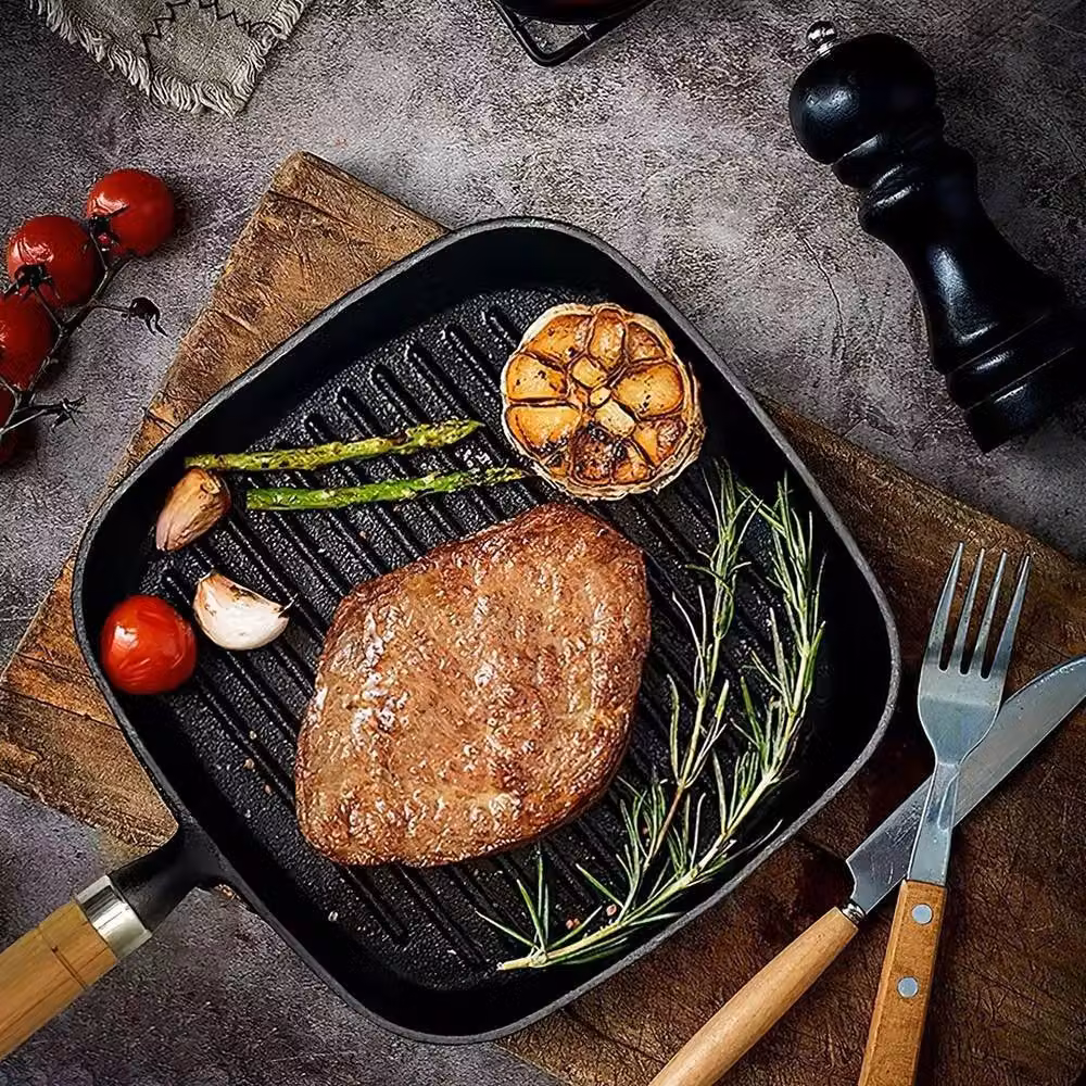EONLION Non-Stick Cast Iron Frying Pan and Grill Skillet in Black – 3
