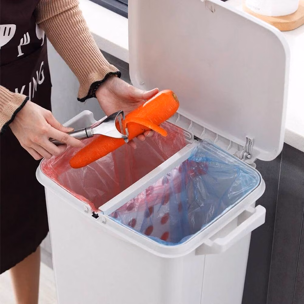KORVIXA White Plastic Kitchen Rubbish and Recycling Bin with Flip Lid, Height: 100 cm – 2