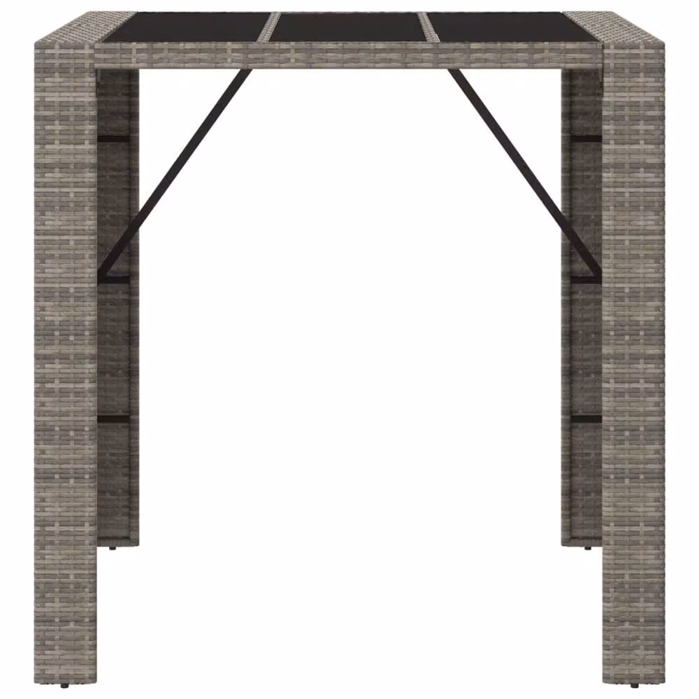 Berkfield Home Grey Poly Rattan Bar Table with Glass Top, W/D/H: 105 x 80 x 110 cm – 3