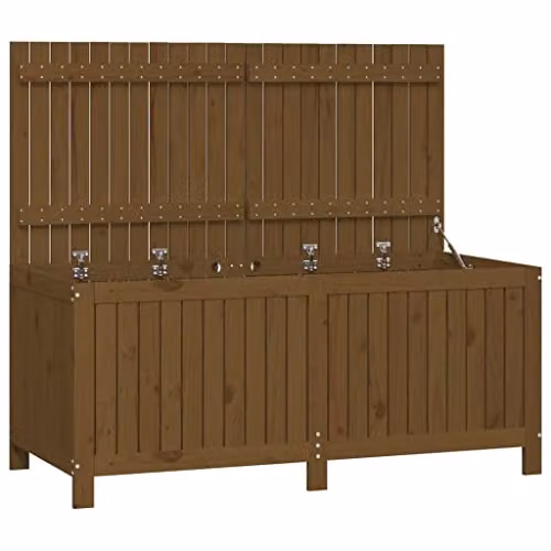 vidaXL Garden Storage Box in Brown Solid Pine Wood, W/D/H: 147 x 68 x 64 cm