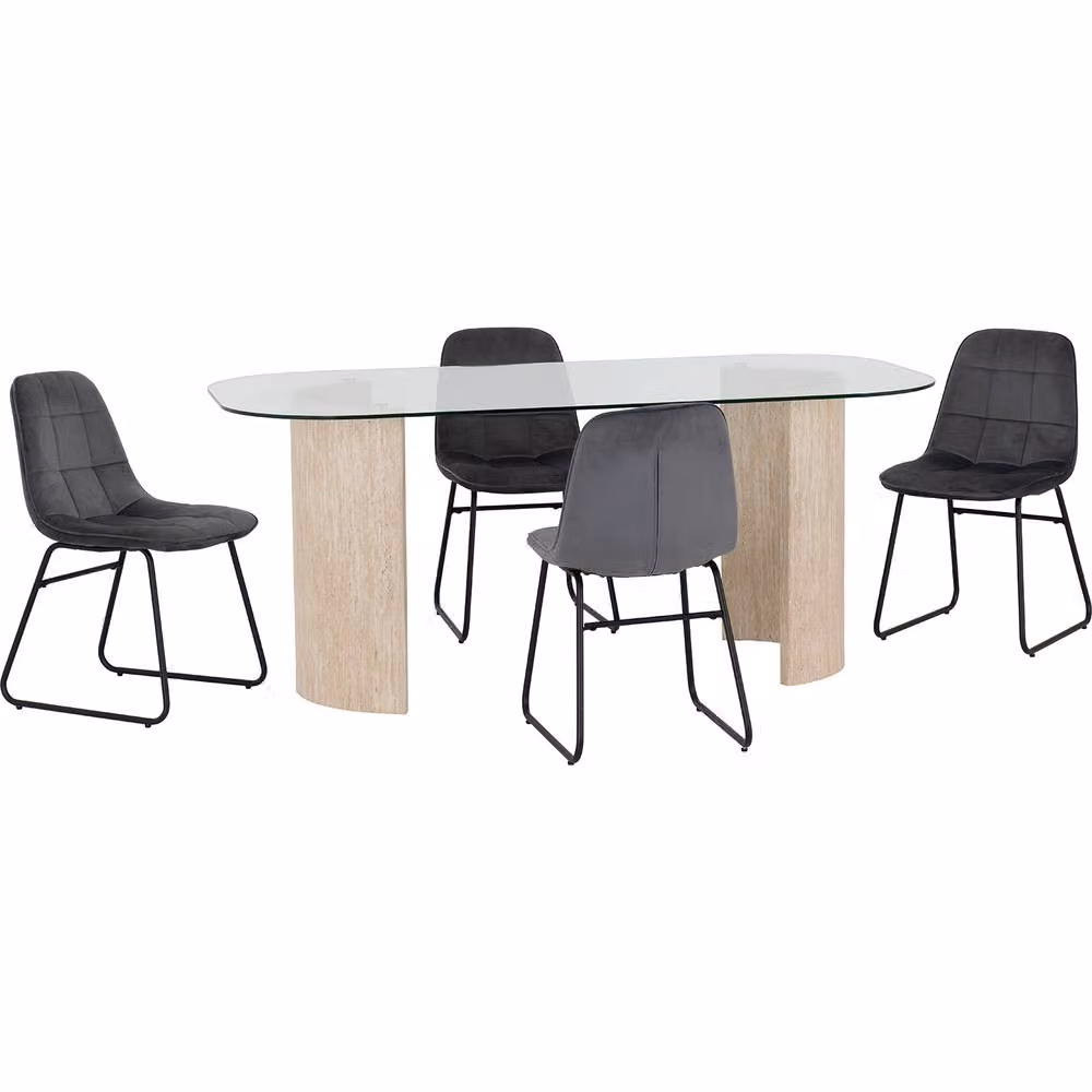 Seconique Modena Dining Set with Grey Lukas Chairs and Oval Glass Table – 2