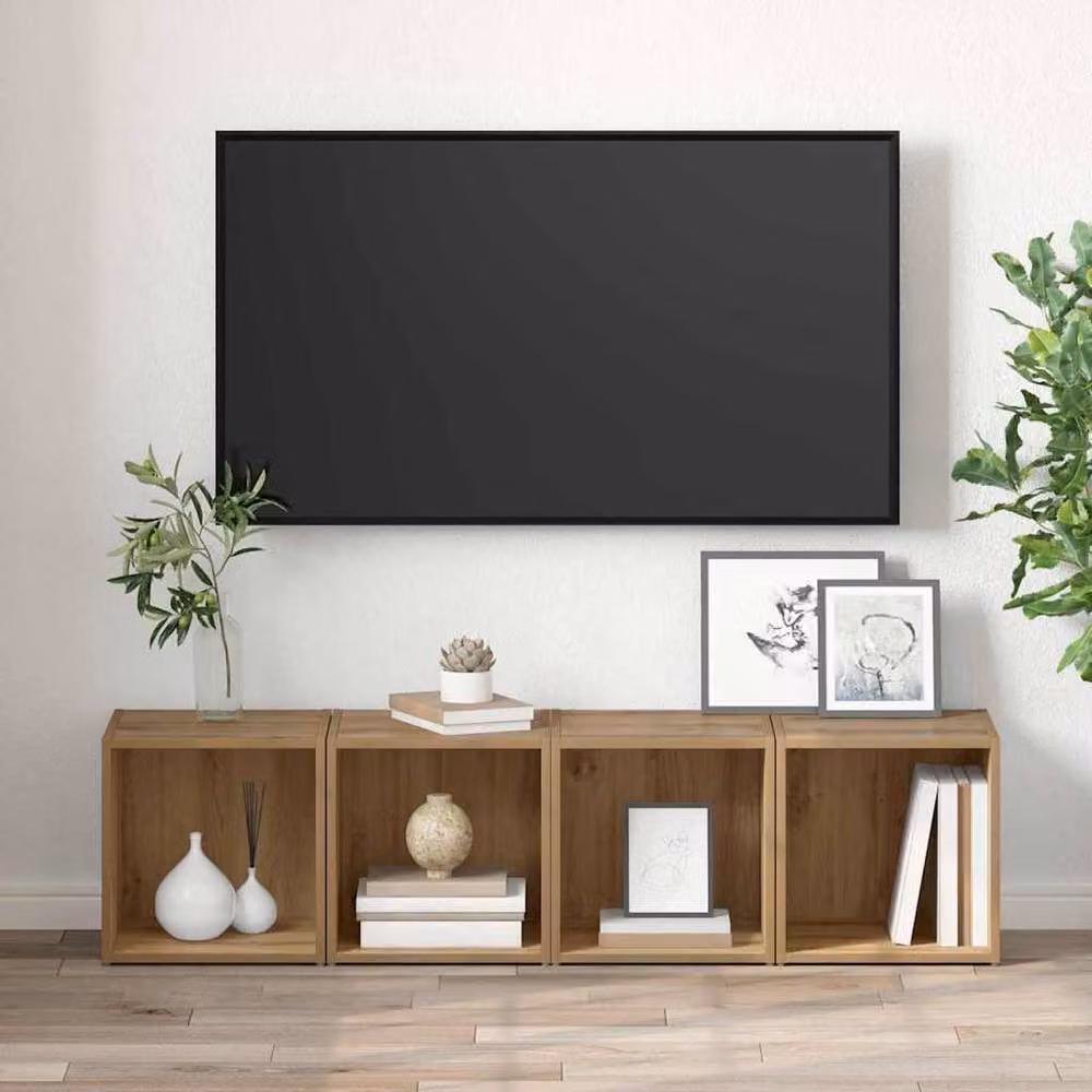 Berkfield Home Artisan Oak TV Cabinets, 4 Piece Set in Brown, W/D/H: 37 x 35 x 37 cm – 4