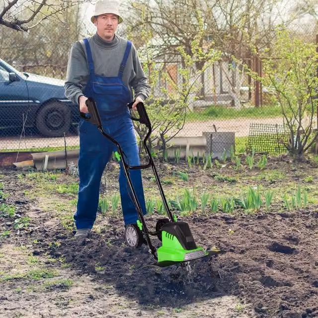 Costway 1500W Electric Tiller Garden Soil Cultivator Rotavator in Green – 1