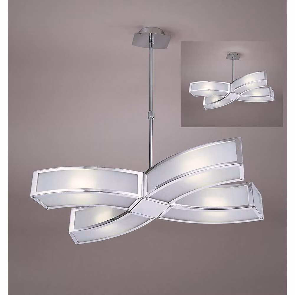 Netlighting Duna GU10 4-Light Suspended Pendant Light in Polished Chrome and Grey – 2