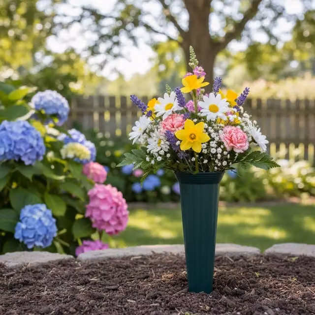 Kingsbury Gifts Memorial Spike Flower Holder Pack of 5, Green Plastic Condolence Vase