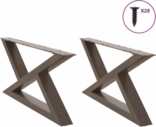 Berkfield Home Steel Coffee Table Legs, 2 Pieces, Brown, H: 70 cm, W: 30 cm – 1