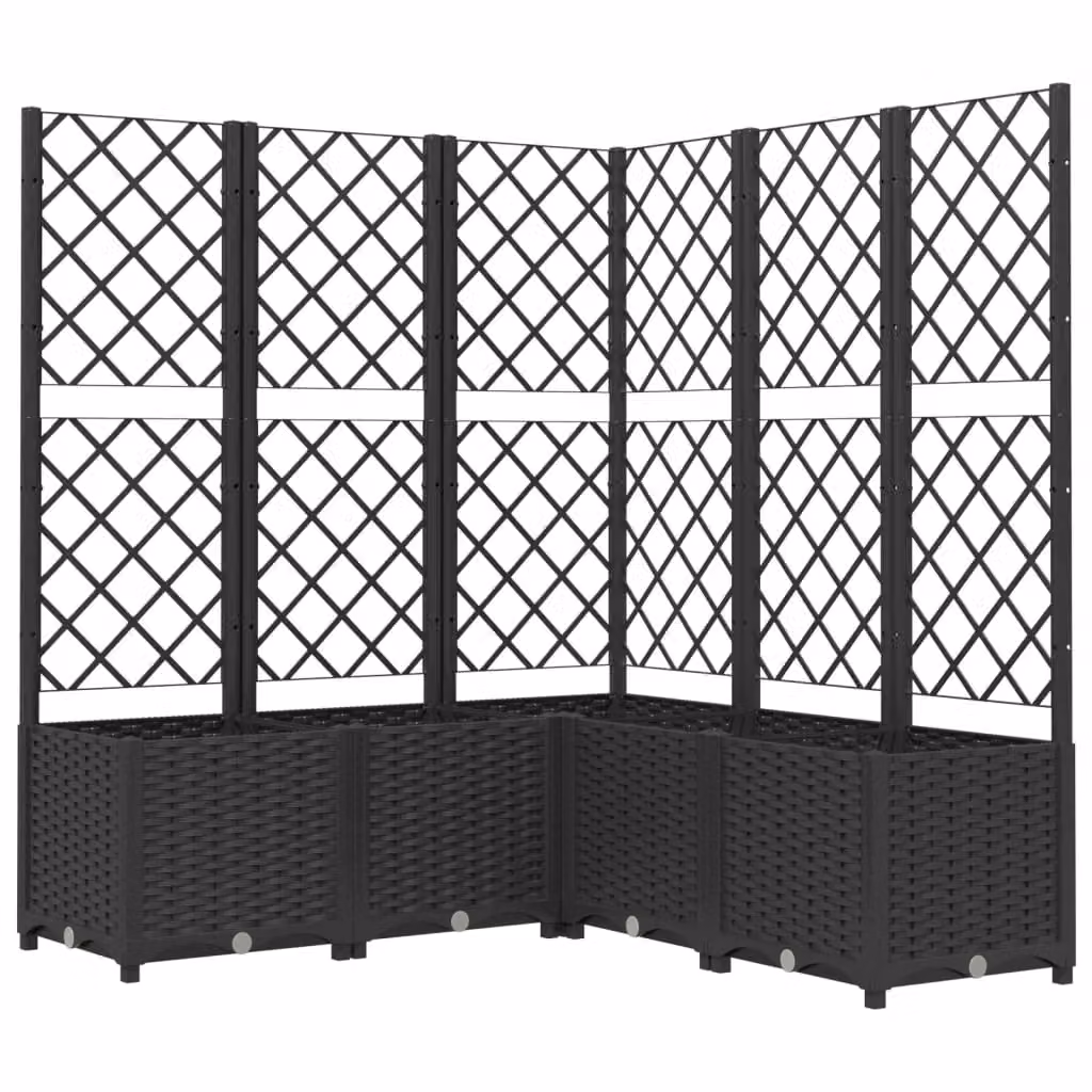 Berkfield Home Garden Planter with Trellis in Black, W/D/H: 120 x 120 x 136 cm – 2