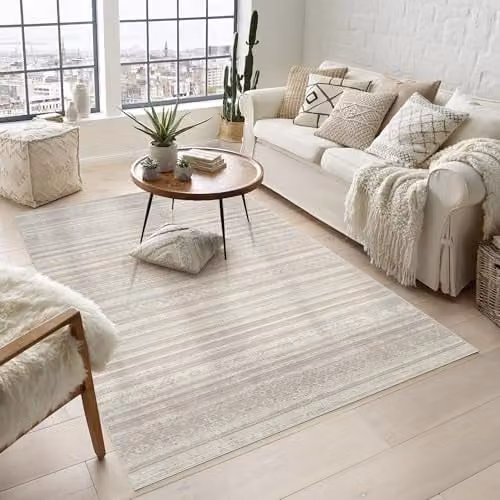 Desire Rugs Maia Traditional Motif Non-Slip Washable Area Rug, Beige, W: 160 cm, L: 240 cm