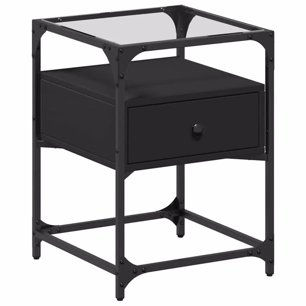 Berkfield Home Set of 2 Black Bedside Cabinets in Engineered Wood W/D/H: 40 x 40 x 55 cm – 5