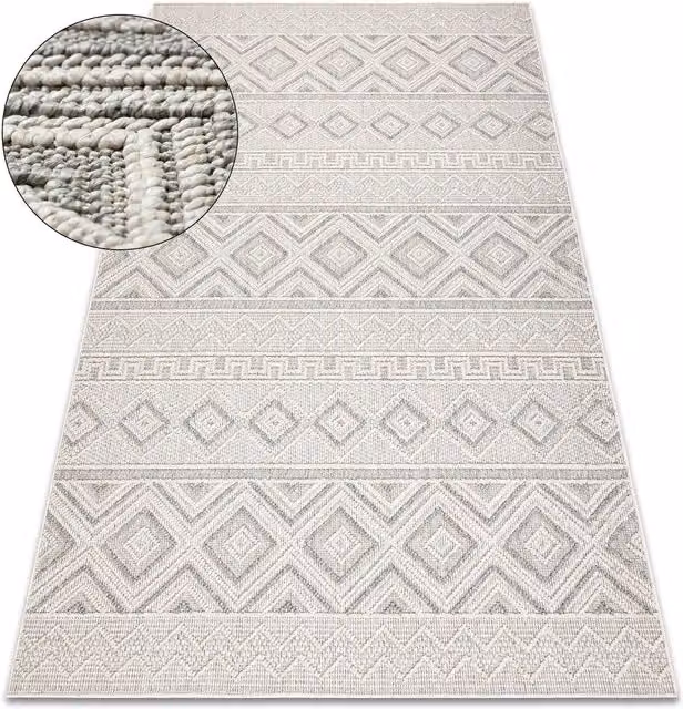 RugsX Origi Geometric Grey Flat Weave Rug, W: 180 cm, D: 270 cm