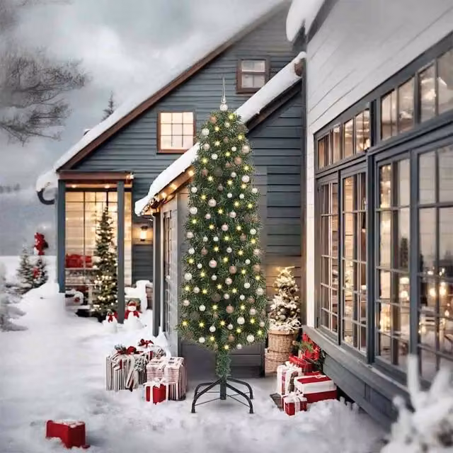 Berkfield Home Artificial Green Christmas Tree with 300 LEDs and Stand, Height: 240 cm