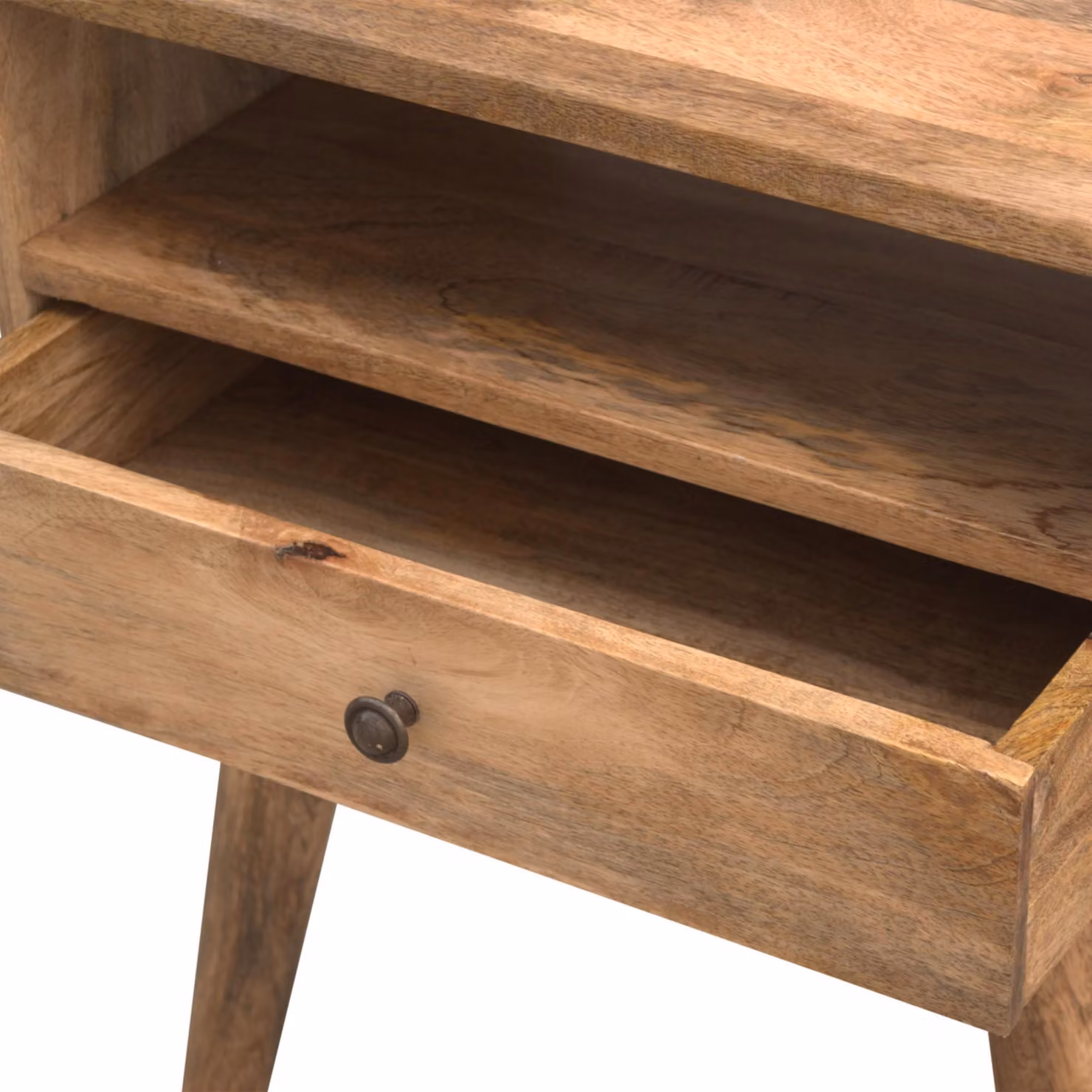 Aosom UK Solid Wood Bedside Table with Drawer and Open Shelf, Brown, W: 35 cm, D: 45 cm, H: 57 cm – 3
