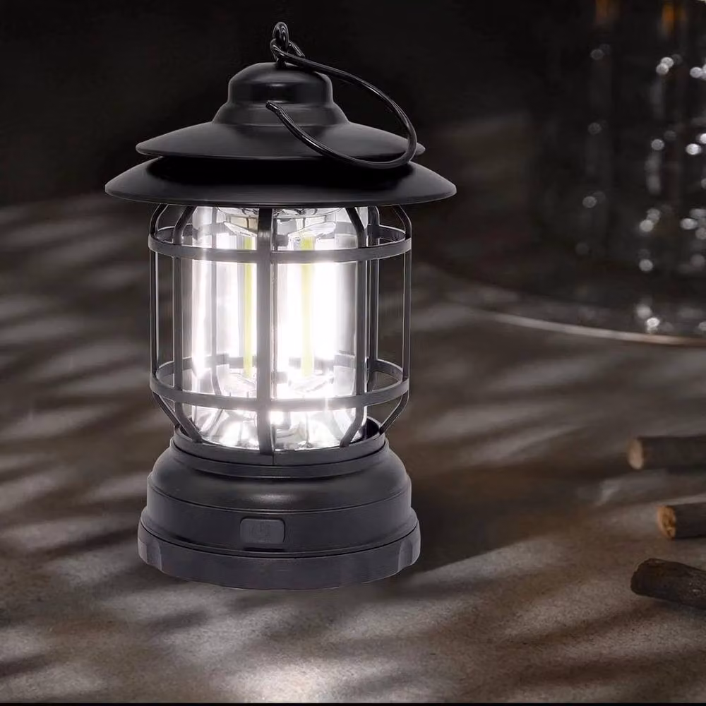 Kelvenix 3-Piece Retro LED Camping Lantern Set in Black, Diameter: 25 cm, Height: 19 cm – 4