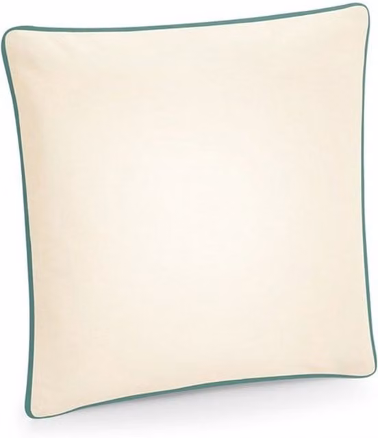 Westford Mill Plain Cotton Square Cushion Cover in Beige and Green