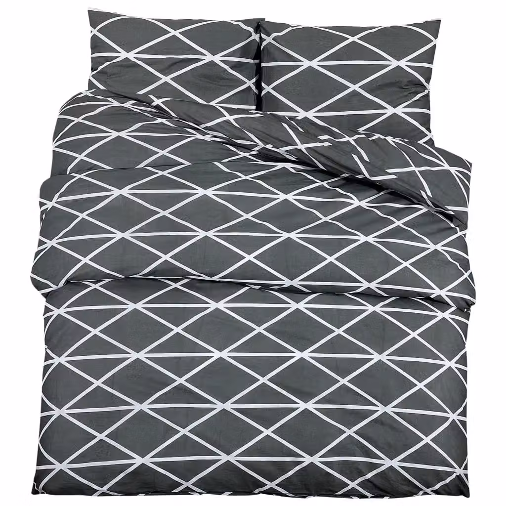 Berkfield Home Grey Cotton Duvet Cover and Pillowcase Set, W: 135 cm, L: 200 cm – 2