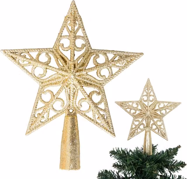 Shatchi Gold Glitter Star Christmas Tree Topper