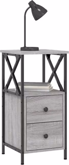 Berkfield Home Durable Bedside Cabinet in Grey Sonoma, W/D/H: 34 x 35.5 x 70 cm – 1