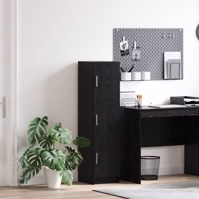 Berkfield Home Black Oak Sideboard in Black Oak MDF and Wood Veneer