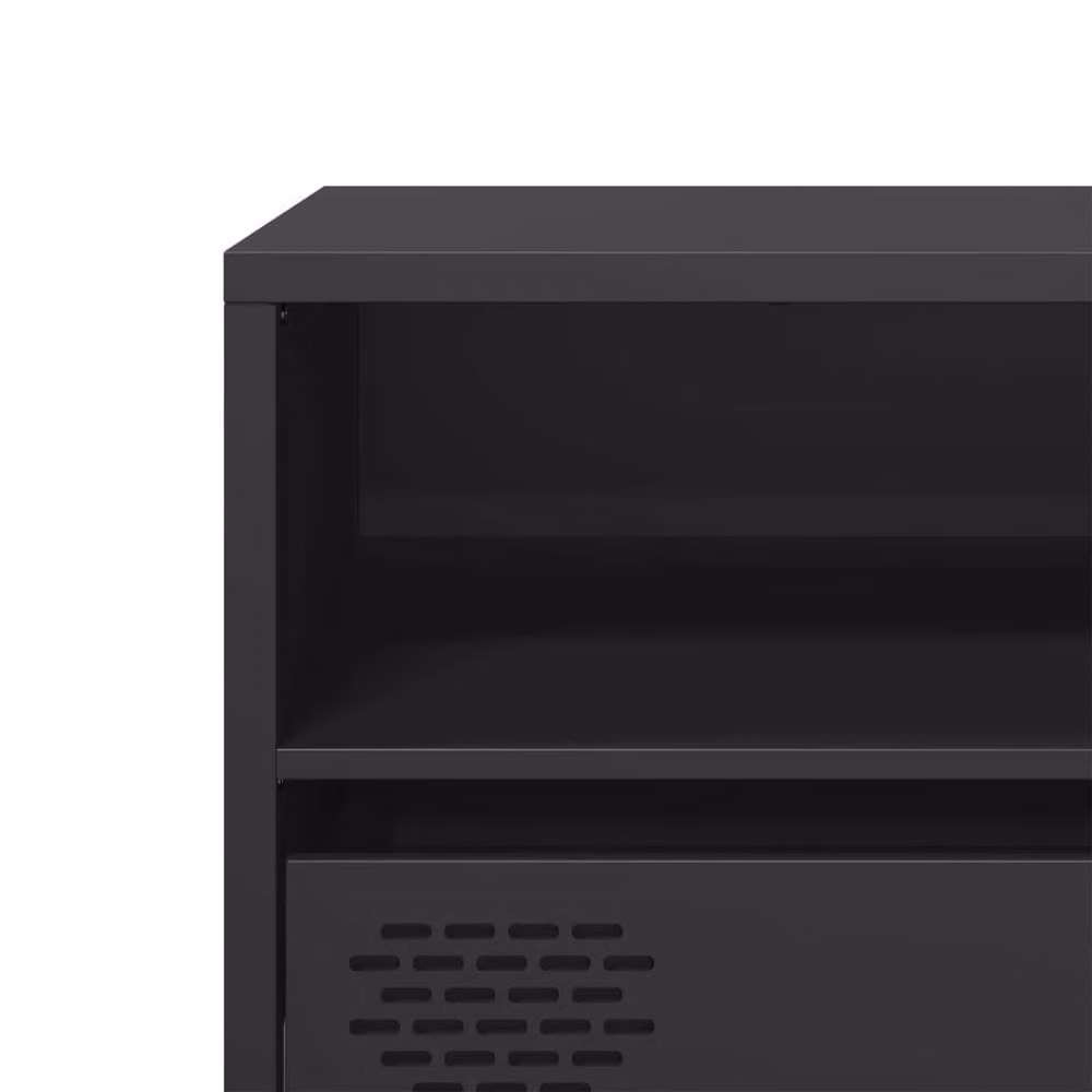Berkfield Home Industrial TV Cabinet in Matt Black Metal, W: 135 cm, D: 39 cm, H: 43.5 cm – 4