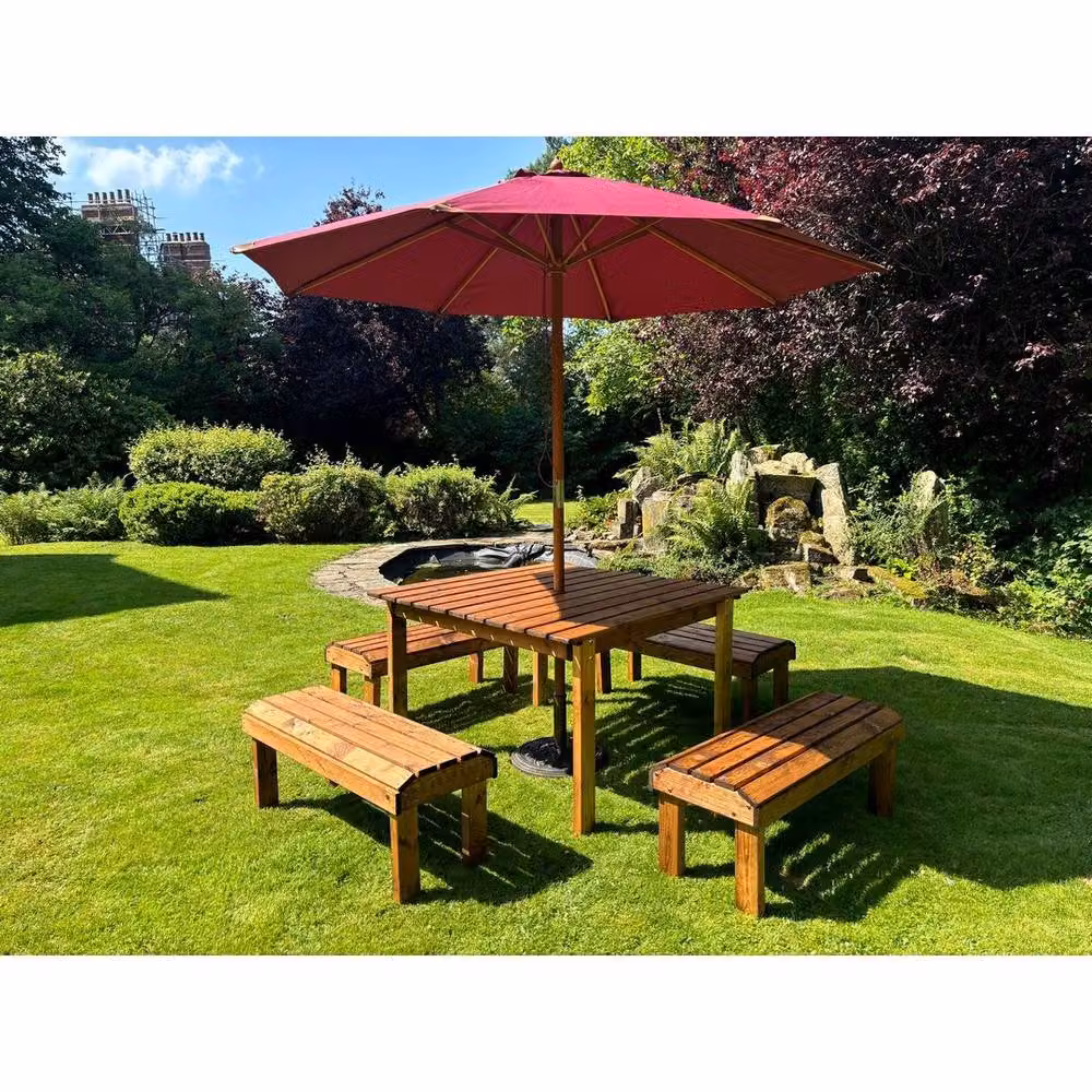 Charles Taylor Knights Eight Seater Garden Furniture Table Set in Brown Oiled Wood, W/D/H: 170 x 170 x 80 cm – 2