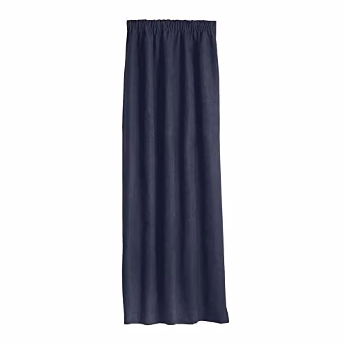 Alan Symonds Luxury Living Velvet Chenille Blackout Pencil Pleat Door Curtain in Blue, W: 56 cm, H: 84 cm – 6