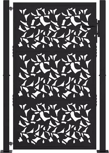 Berkfield Home Beautiful Garden Gate in Black Steel, W: 105 cm, H: 155 cm