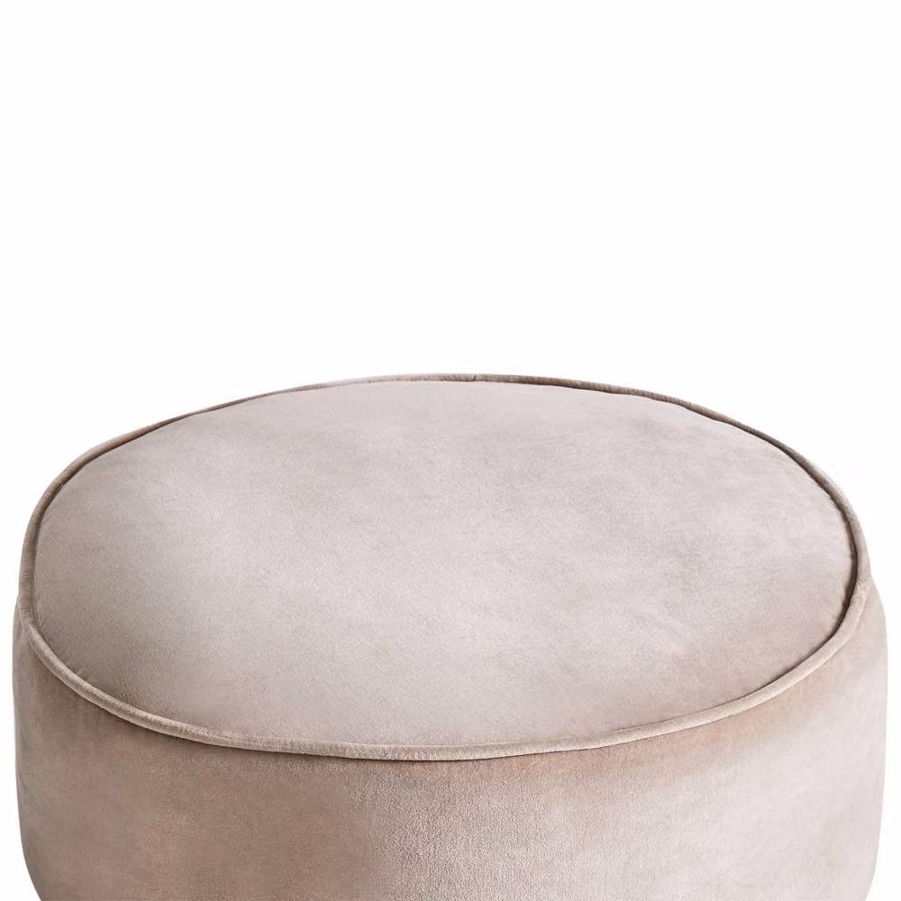 Wyld and Coco Glam Velvet Round Ottoman Pouffe in Brown, Diameter: 60 cm, Height: 25 cm – 2