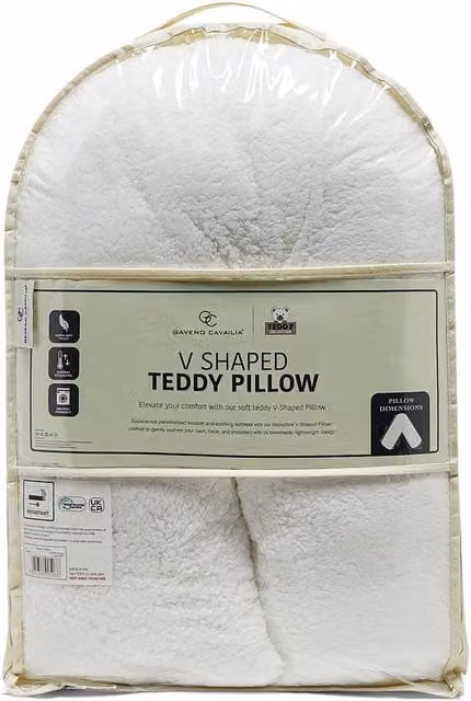 GAVENO CAVAILIA White Teddy Fleece U-Shaped Wedge Pillow with Removable Machine Washable Cover