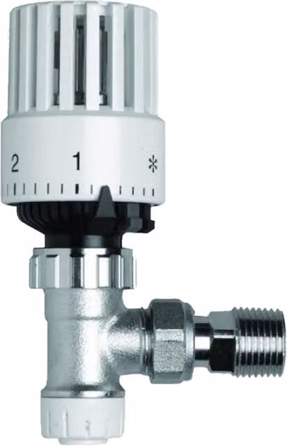 Polyplumb Angled Thermostatic Radiator Valve, Chrome, 15mm