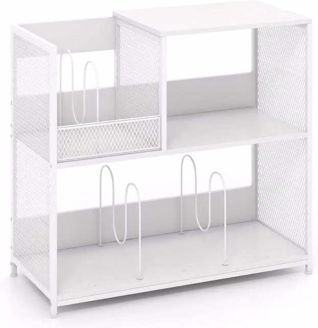 VOGREX 3-Tier White Record Player Stand and Vinyl Display Rack with Media Storage