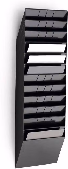 Durable Flexiboxx 12 Wall Mounted Literature Tray, A4 Landscape, Black – 1